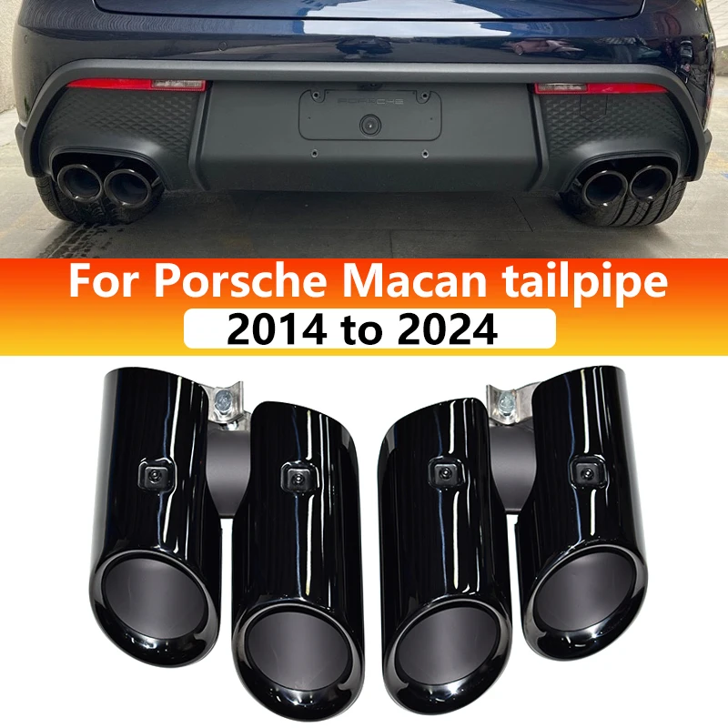 For 2014 to 2024 Porsche Maca Exhaust Pipe Upgrade Round Bore GTS Quad Out Stainless Steel Black Muffler Tip Nozzle