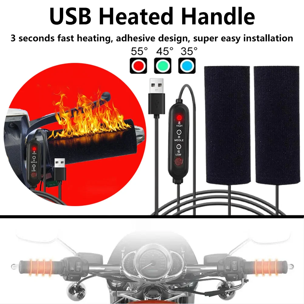 

Мотоциклетная USB-нагревательная крышка ручки с электрическим подогревом, зимняя крышка ручки трехколесного велосипеда с электрическим подогревом, трехскоростной контроль температуры