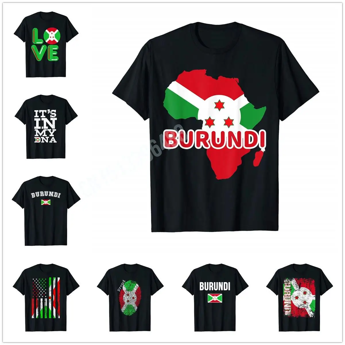 More Design Burundi Flag In Africa Map T-Shirt For Men Women T Shirt Hip Hop Tops Cotton Tees