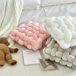 Creative Pillow Simple Style Solid Color Hand Woven Square Sofa Cushion Cushion Plush Breathable Cushion Float Window Cushion