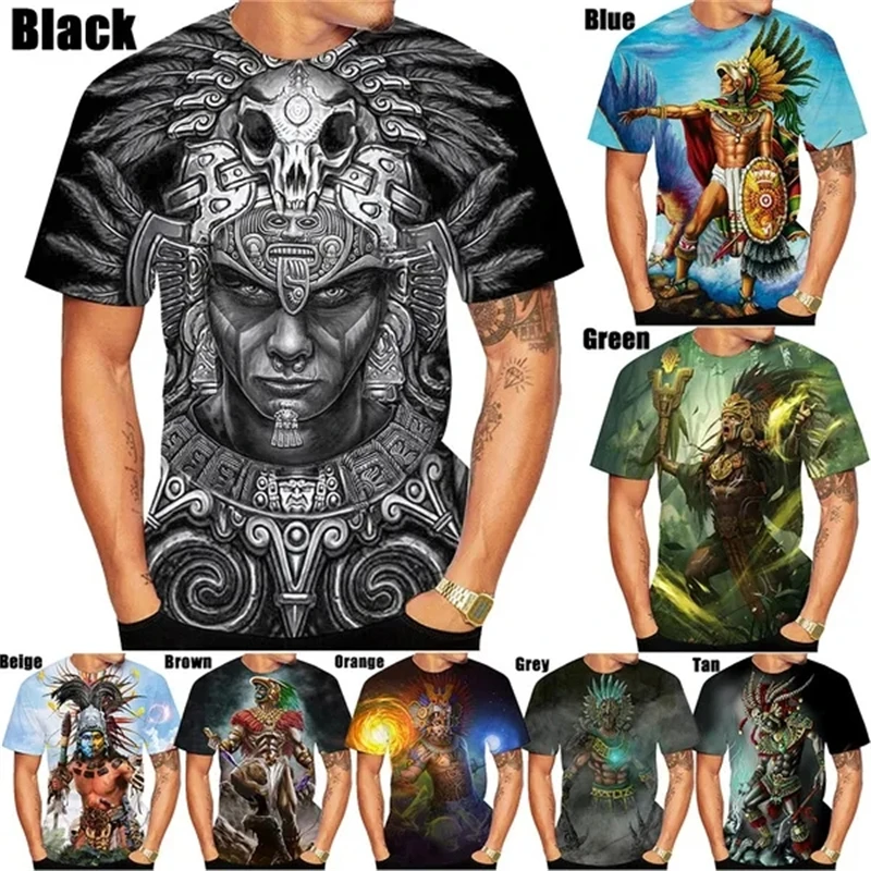 New Summer 3d Mexican Aztec Warrior Men\'swomen\'s Fashion Slim T-shirt 3d Printing T Shirts Short-sleeved Casual Top Mens Clothes