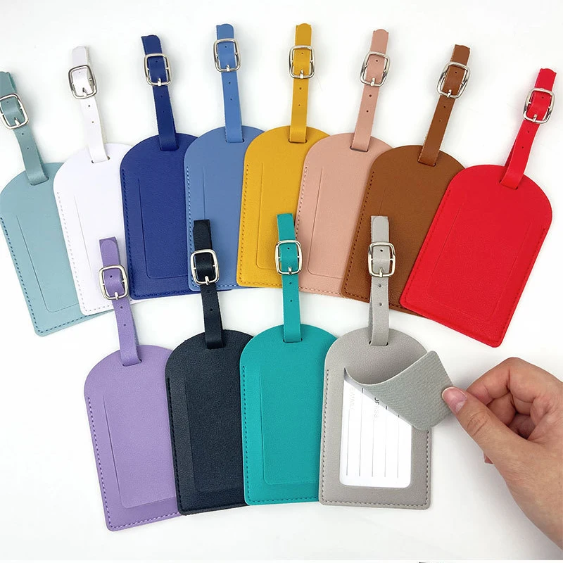 Custom Company Logo Travel Luggage Tag Wholesale PU Leather Personalized Name Bag Pendant Business Trip Holiday Suitacse Label