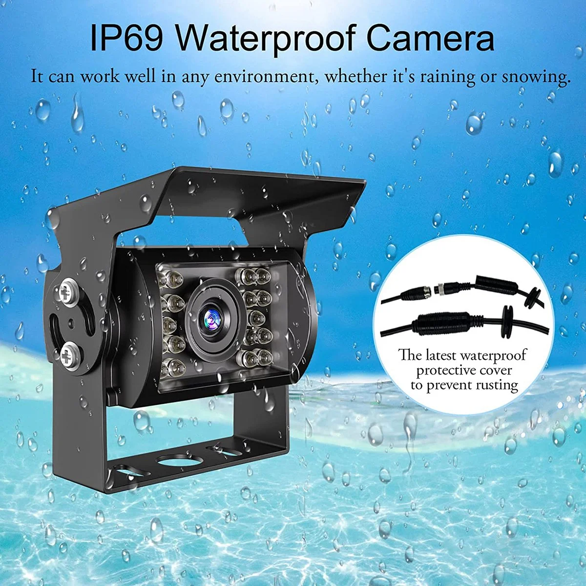 1080P HD Backup Camera, IP69 Waterproof for Monitor Trailer Pickup