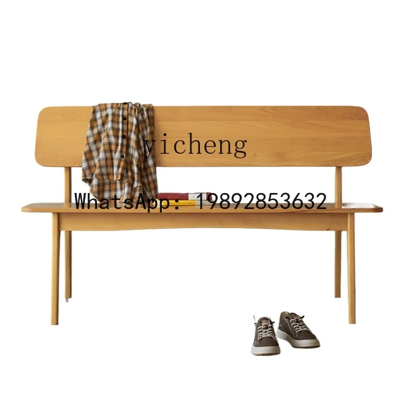 solid wood bench backrest household bench simple Nordic leisure bench