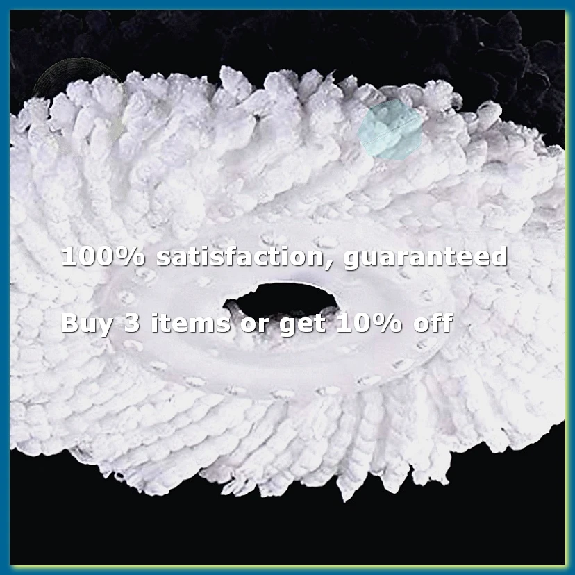 3 Replacement Mop Micro-Head Refill for 360° Magic Mop-Microfiber Replacement -Round Shape Standard Size (White-3 Pack)-A27I