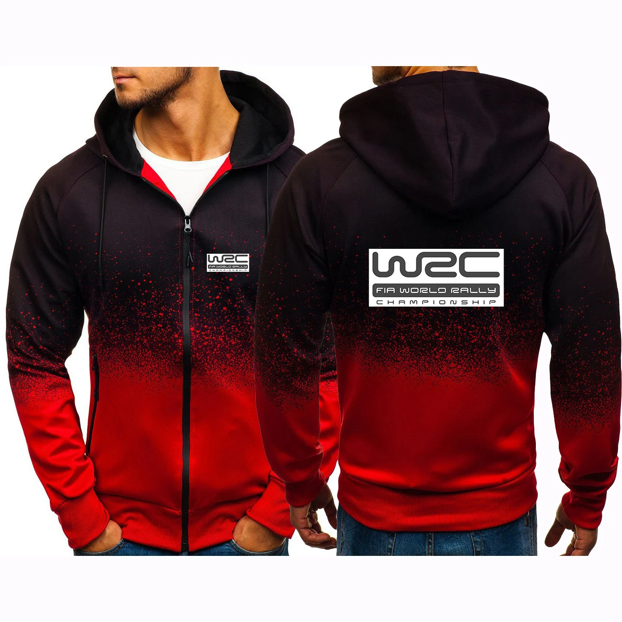 World Rally Championship WRC Printed Men Autumn Winter Gradient Fashion Harajuku Hoodie Zipper Up Pullover Sweatshirt Coat