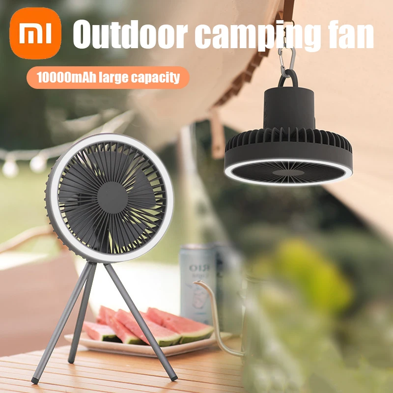 NEW Xiaomi Camping Electric Fan Rechargeable Desktop Portable Circulator Wireless Ceiling Fan LED Light Large Battery Capacity