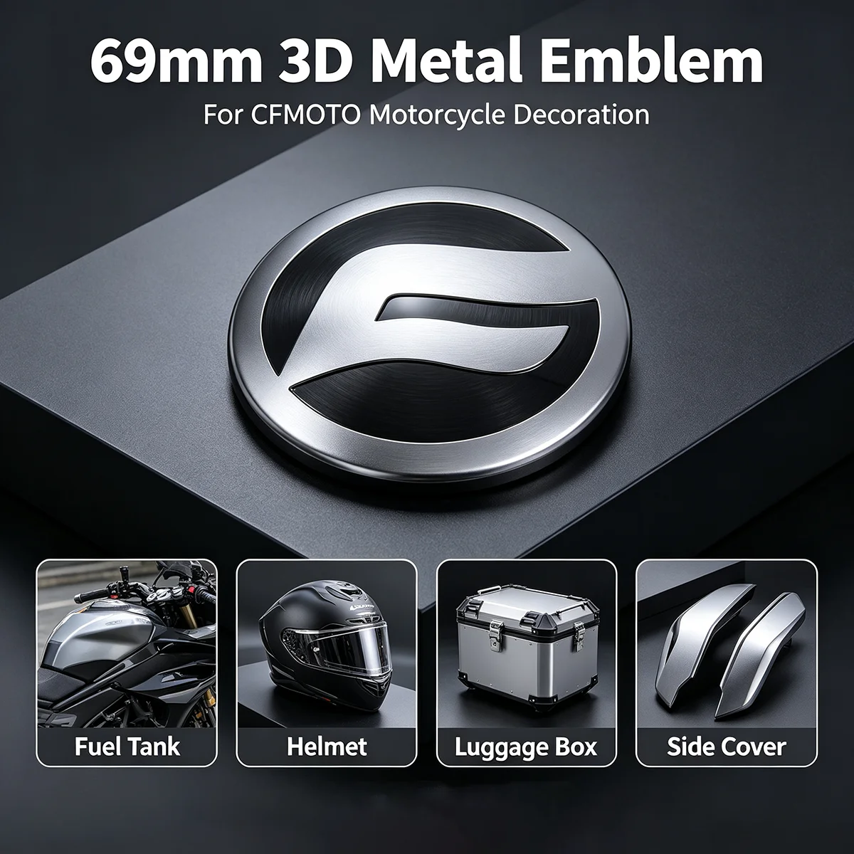 69mm 3D Metal Motorcycle Emblem Sticker CFMOTO NK Series Waterproof Badge Fuel Tank Fairing Helmet Luggage Box DIY Decor