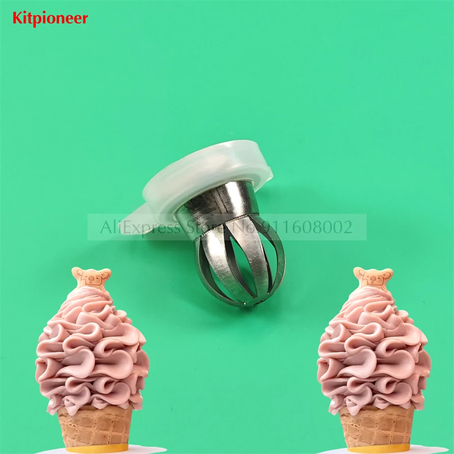 One Piece Flower Petals Shaped Ice Cream Modeling Cap Stainless Steel Nozzle Lid Spare Part Soft Ice Cream Machines Fitting 29mm