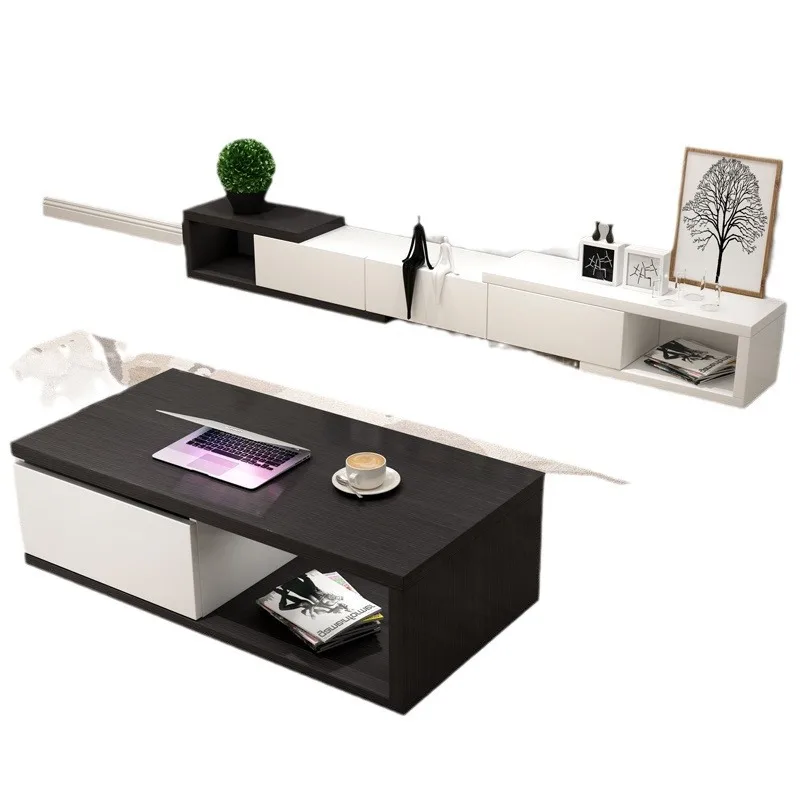 TV cabinet coffee table combination modern telescopic floor cabinet small apartment living room TV cabinet coffee table combinat