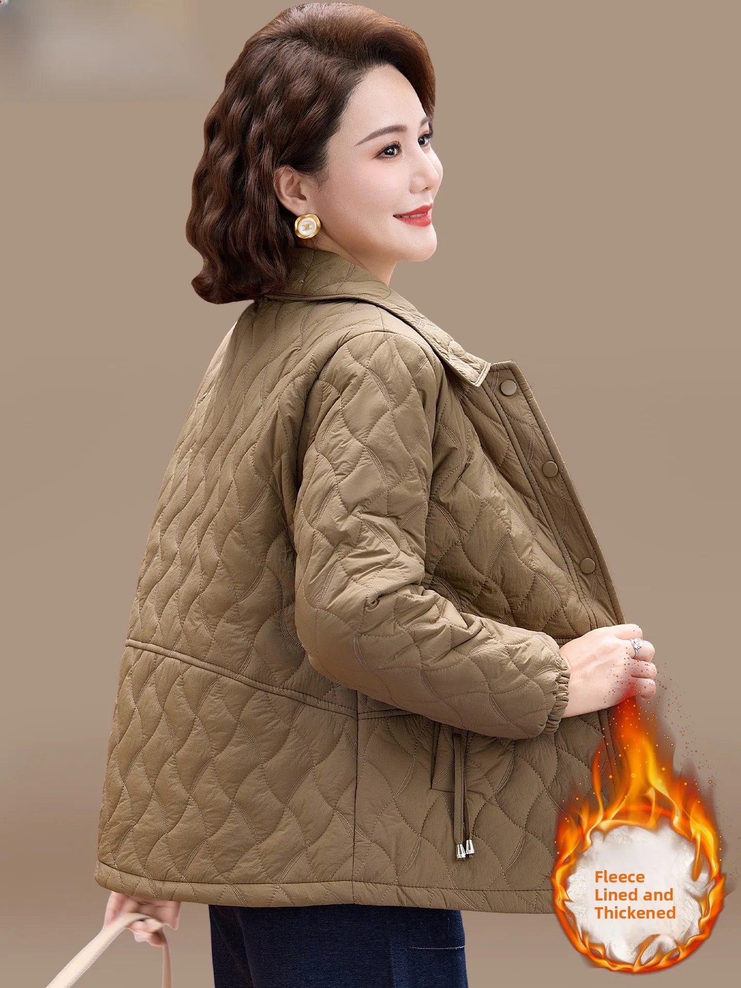 

Легкая хлопковая куртка для женщин среднего возраста: осенне-зимняя, модная, повседневная, теплая, без капюшона.