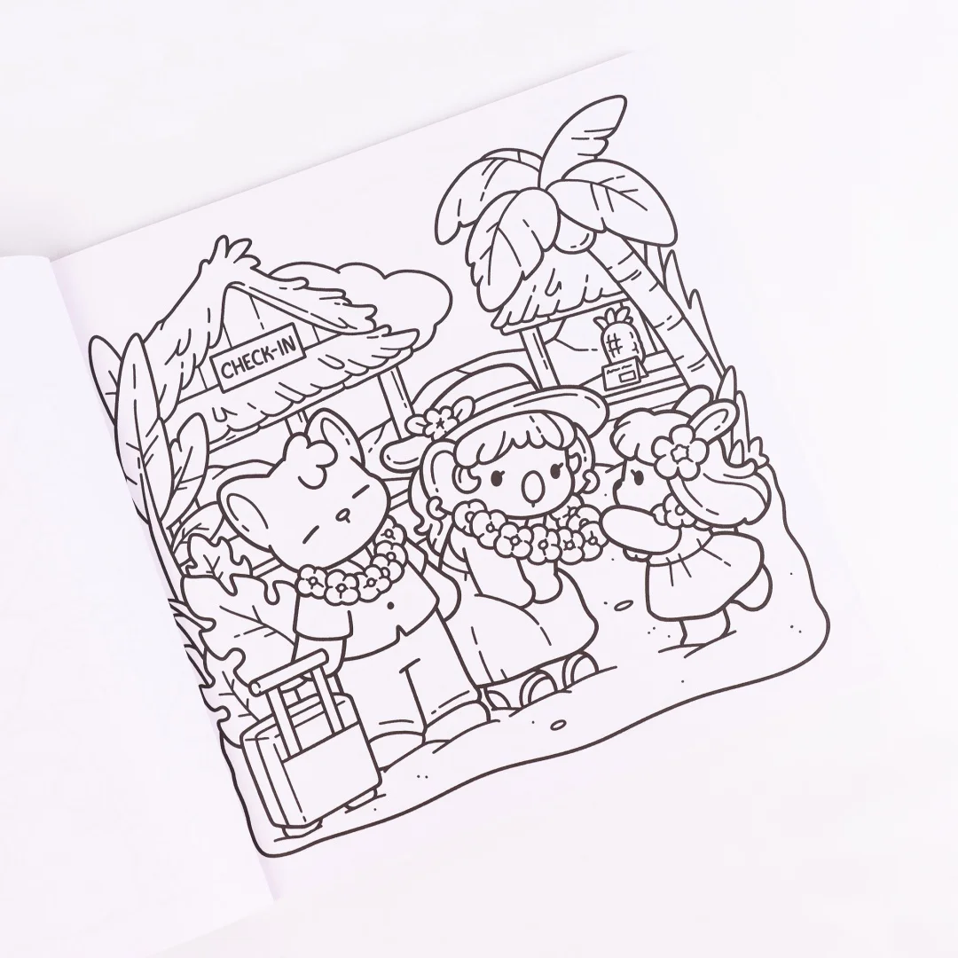 Przytulne Hawaje |   Puzzle Antystresowe |   Książka do kolorowania dla dorosłych |   Zawiera strony z uroczymi scenkami z zwierzętami |   Wykwintny wzór |   Cl to