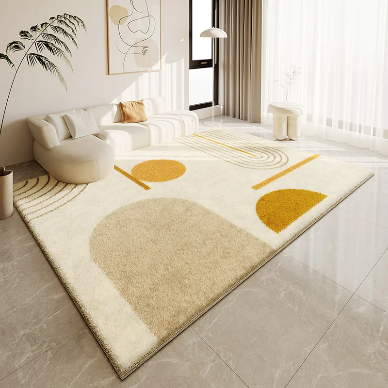 

VIKAMA Fashion Color Print Faux Cashmere Rug Living Room Sofa Coffee Table Bedroom Bedside Rug Non-slip Absorbent Home Decor