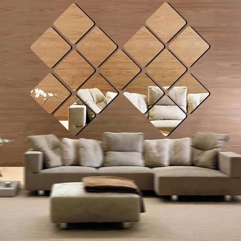 4pcs/set Self Adhesive Mirror Sheets FlexibleAcrylic SquareDIY Removable Mirror Wall Stickers Home Room Bedroom 3D Wall Decor
