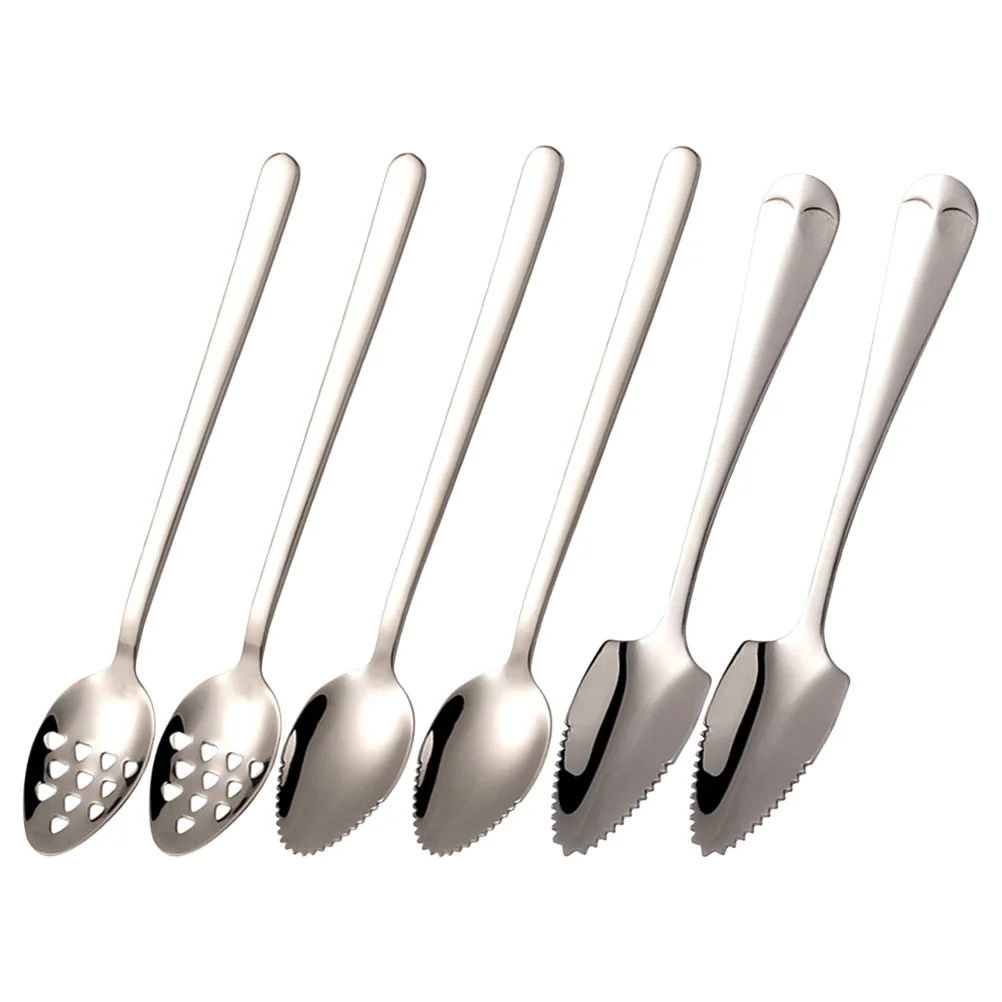 

6 Pcs Baby Food Scraping Spoon Set Stainless Steel 304 410 Grade Non Handle Easy Use For Infant Feeding Puree