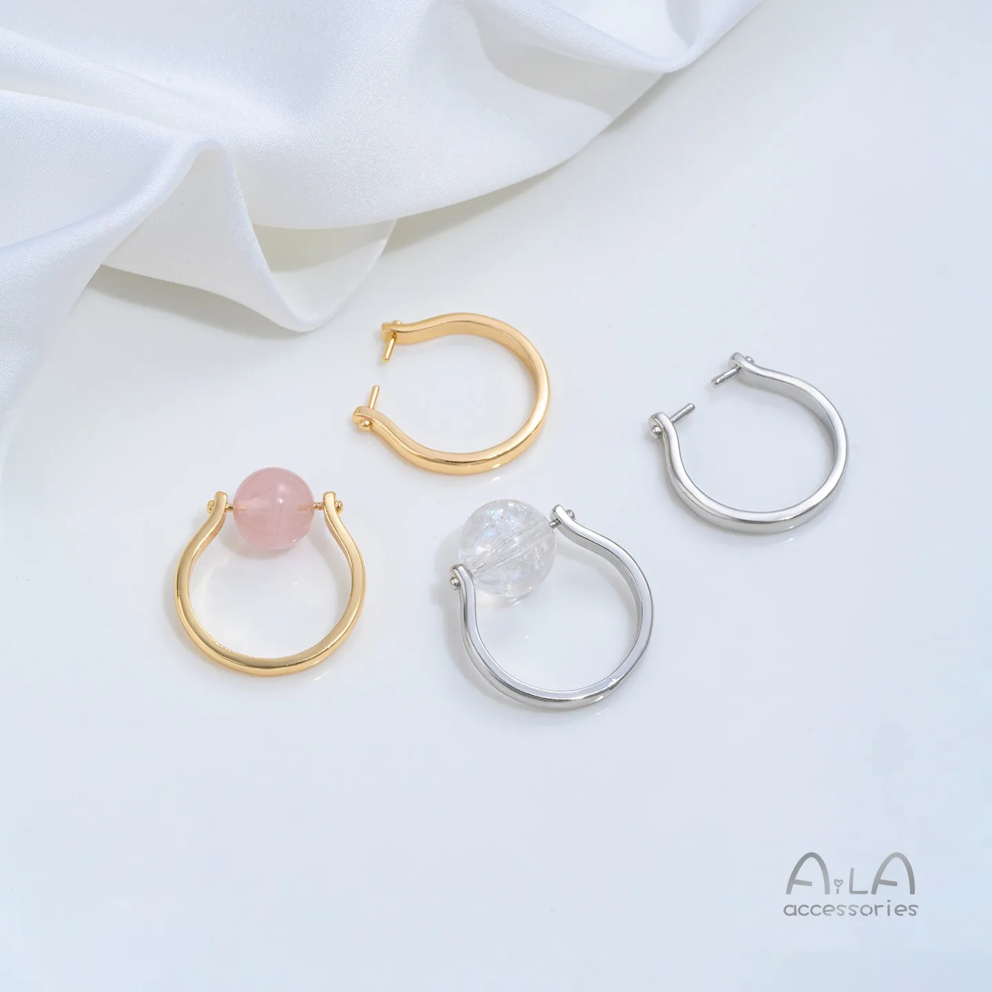 Gold Plated Brass Bright Hollow Open Ring Blanks DIY Jewelry Empty Settings for Direct Inlay