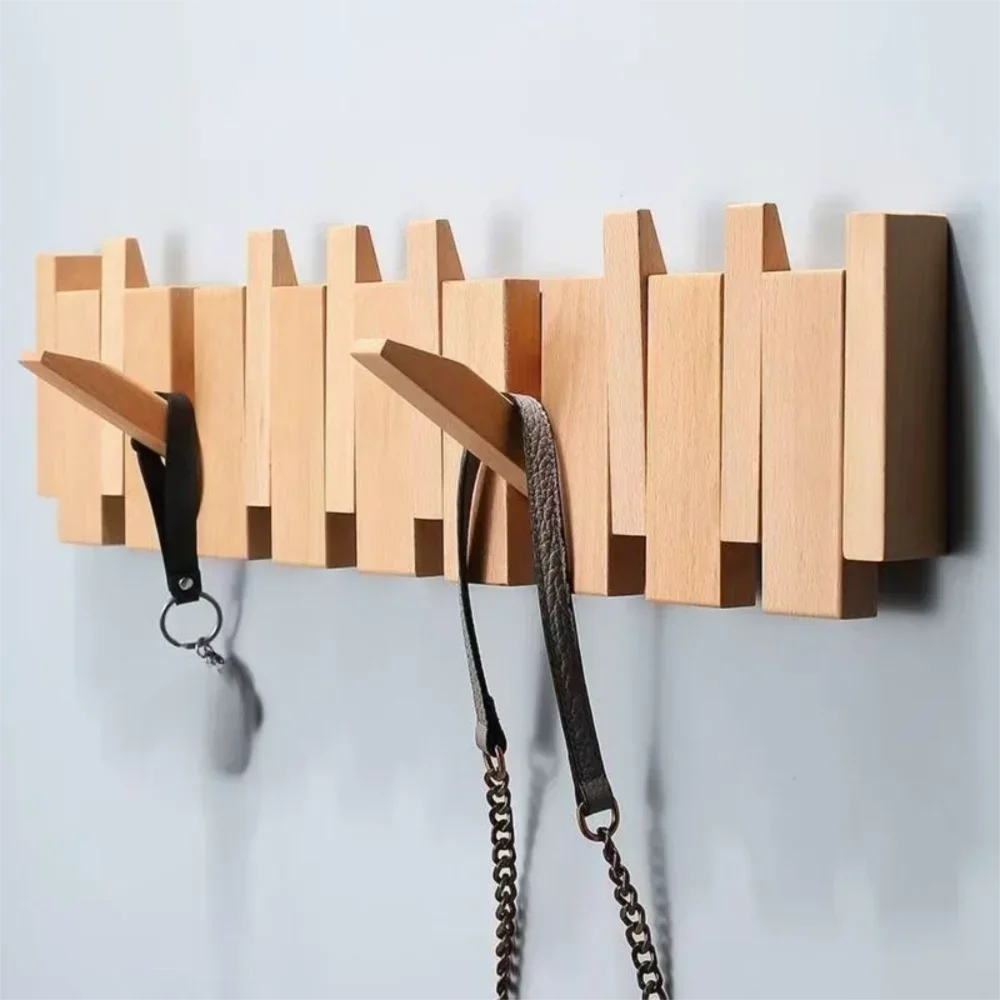 Nuevos percheros de pared con 8 ganchos, forma de llave de piano, para entrada, gancho colgante para