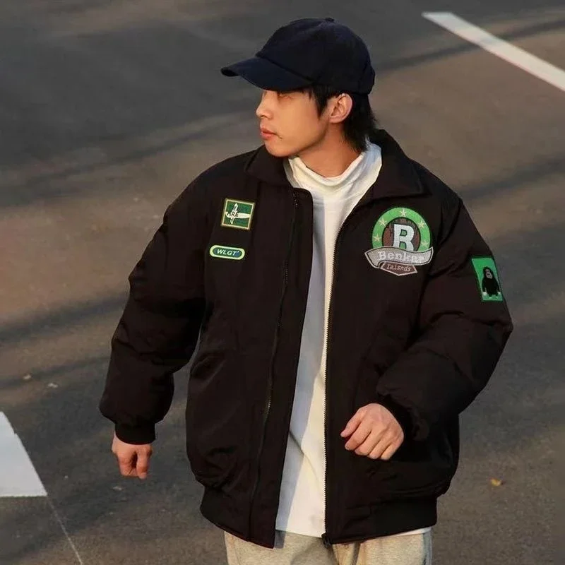 Unisex Winter Pilot Jacket Japanese Style Oversized Cotton Coat Warmth Streetwear Essential for Daily Wear