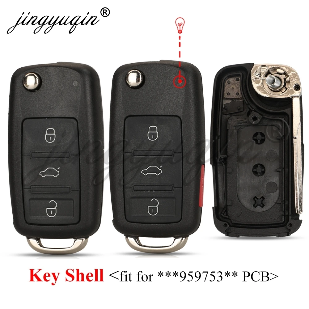 jingyuqin 3/4 Buttons Car Key Shell For VW VOLKSWAGEN Touareg Phaeton Skoda Flip Auto Remote Keyless Case Side Panic Button