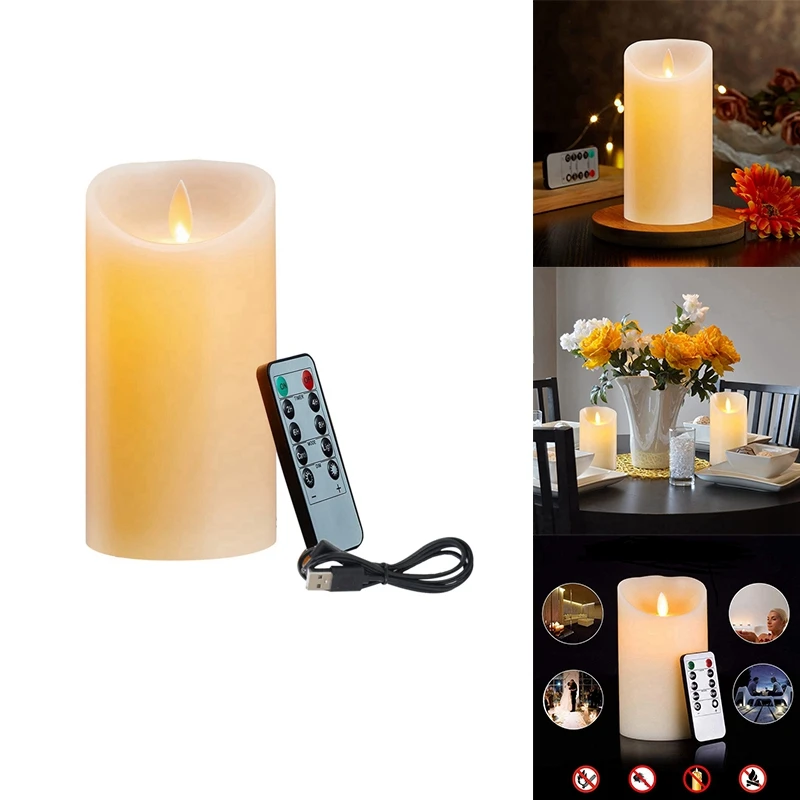 

LED Candles, Flickering Flameless Candles, Rechargeable Candle, Real Wax Candles With Remote Control A