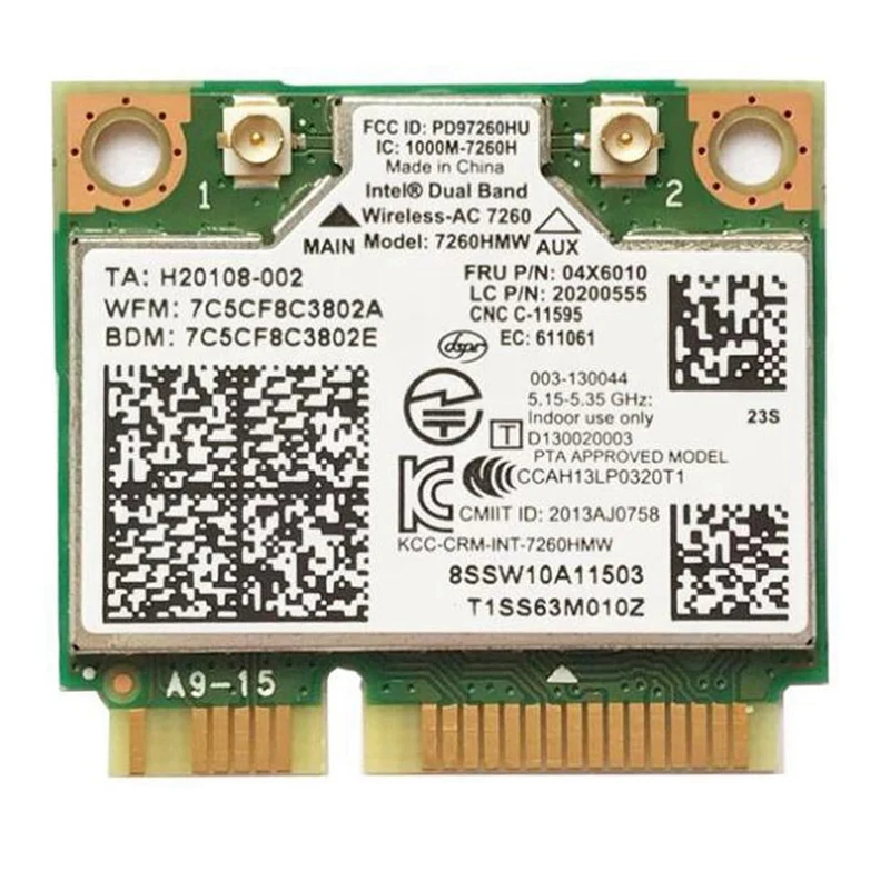 

Notebook Built-in Wireless Card for Intel 7260HMW 7260AC 867M Dual Band 5G Wireless Card BT4.0 for 04X6090 04X6010