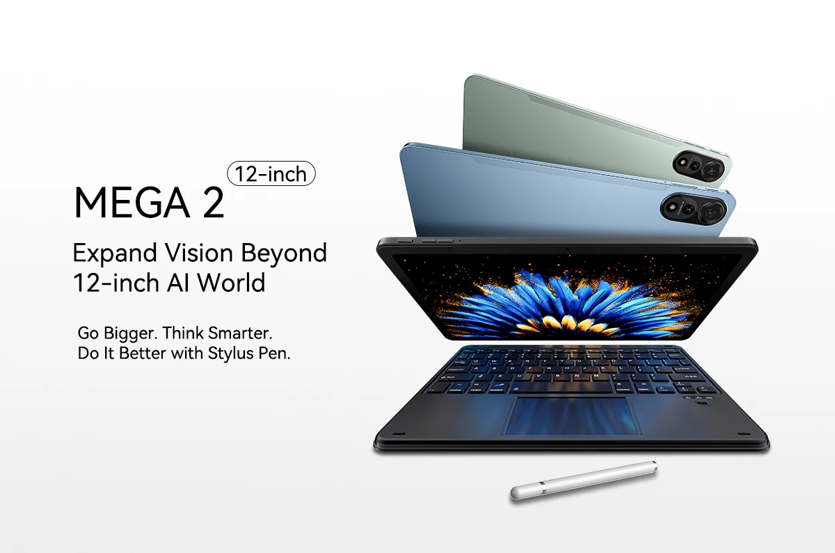 Blackview MEGA 2 Tablet PC Set With Keyboard Mouse Stylus 12'' 2K Display 12GB+24GB RAM 256GB ROM Android 15 Tablet 9000mAh