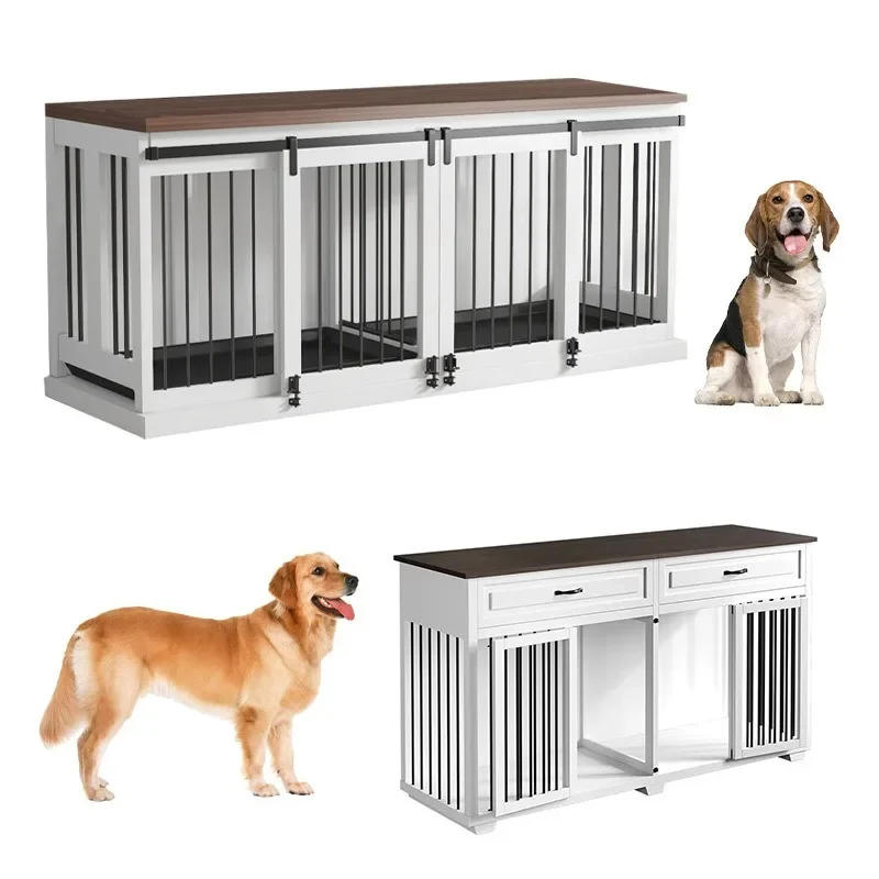Petplay Large Dog Cage Playpen Exercise Pen for Dogs Portable Dog Kennel with Door Indoor Outdoor Dog Playpen with Tray