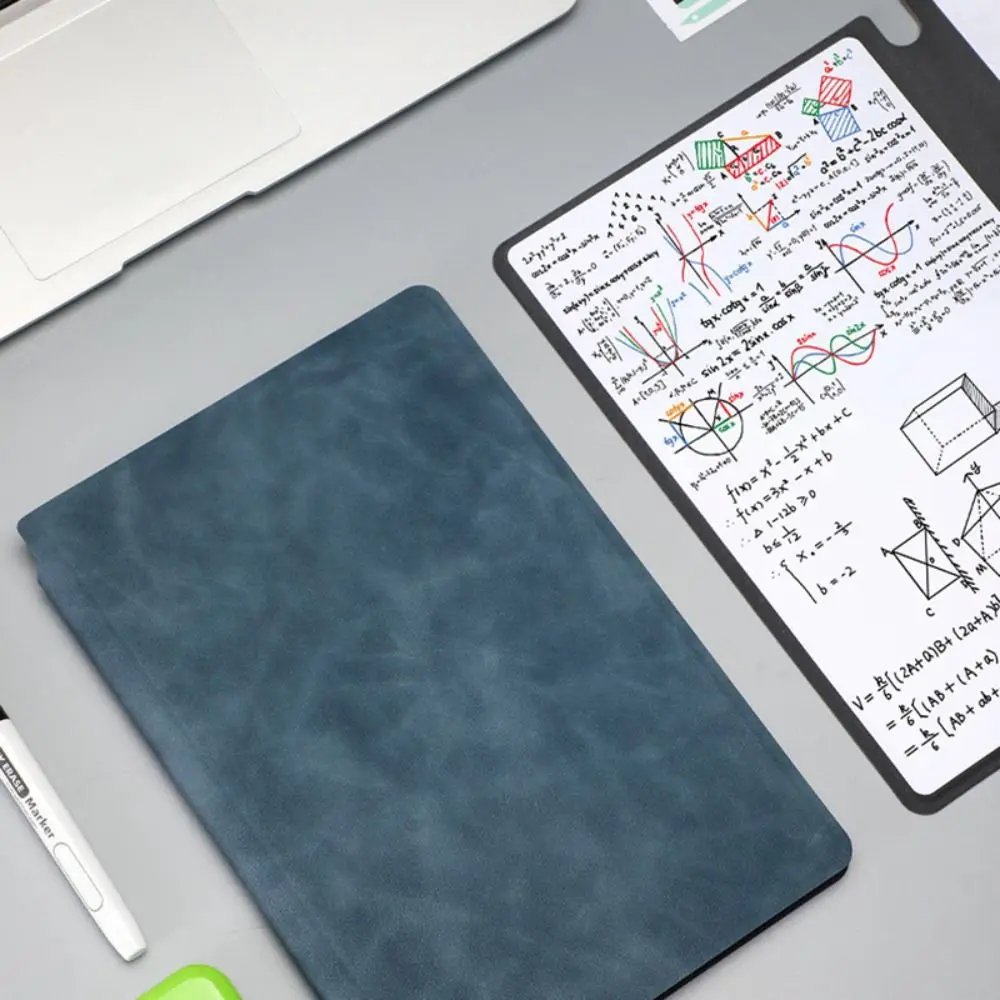 دفتر ملاحظات من الجلد A4 مع قماش المسح ، لوح كتابة قابل لإعادة الاستخدام ، قلم سبورة بيضاء ، دفاتر مكتبية مكتبية