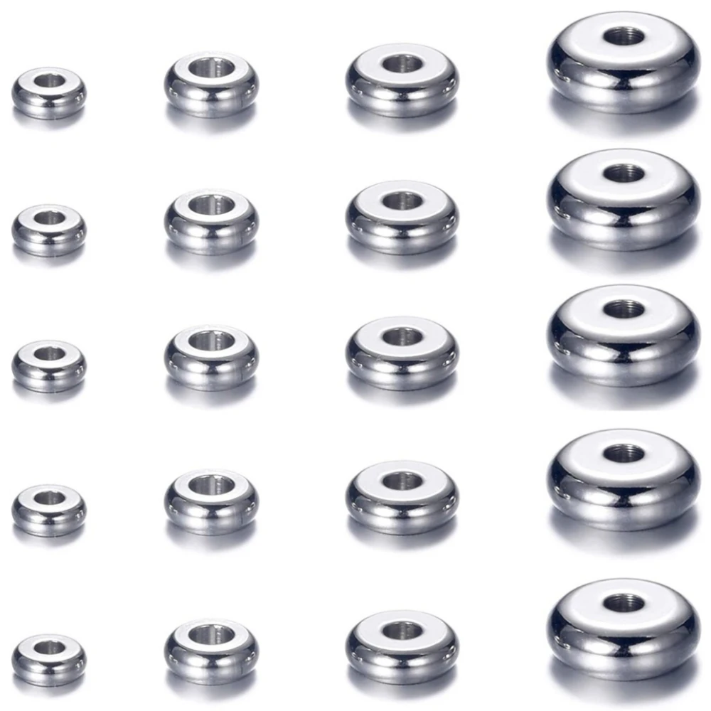 50pcs 4/5/6/8/10mm Stainless Steel Spacer Loose Bead for DIY Charm Bracelet Necklace Jewelry Make Handmade Accessories Supplies