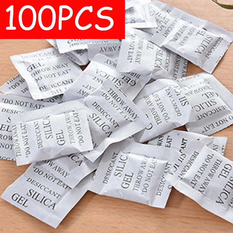 100-300PCS Packs Non-Toxic Silica Gel Desiccant Damp Moisture Absorber Dehumidifier For Room Clothes Food Storage Kitchen Tools