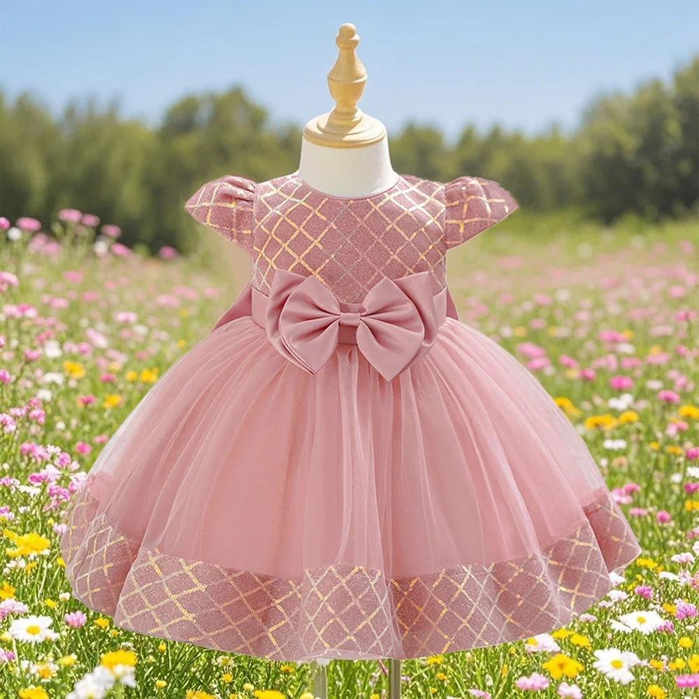 

Baby girl flower mesh fluffy birthday party wedding dress suitable for birthday celebrations