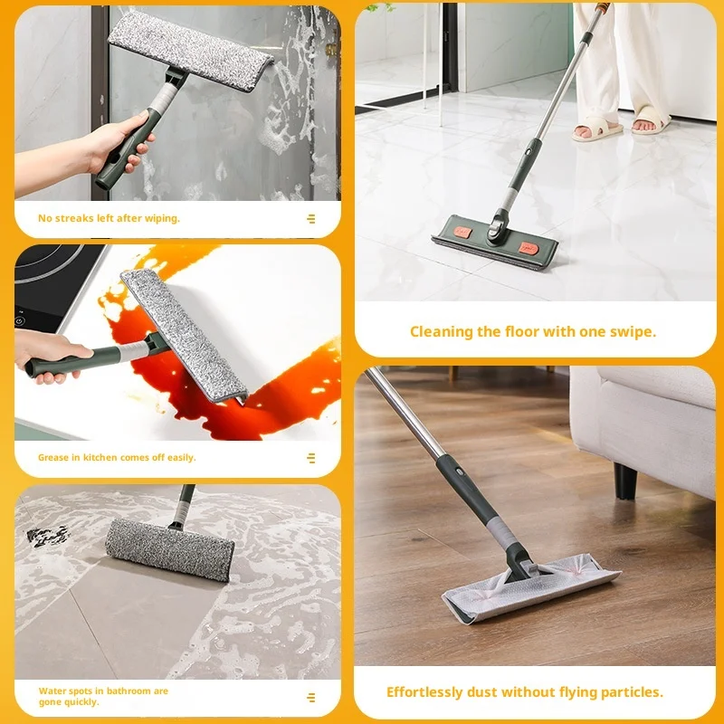 Household Extended Telescopic Pole Glass Cleaner Multi-Piece Window Wiper & Squeegee