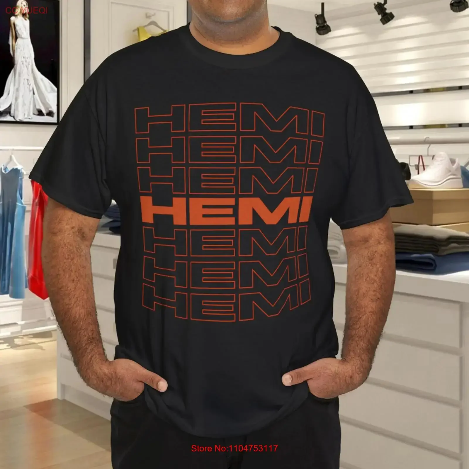 Mopar Hemi Repeat orange T Shirt long or short sleeves vintage Washed streetwear Versatile Casual Soft Unisex homme Slightly