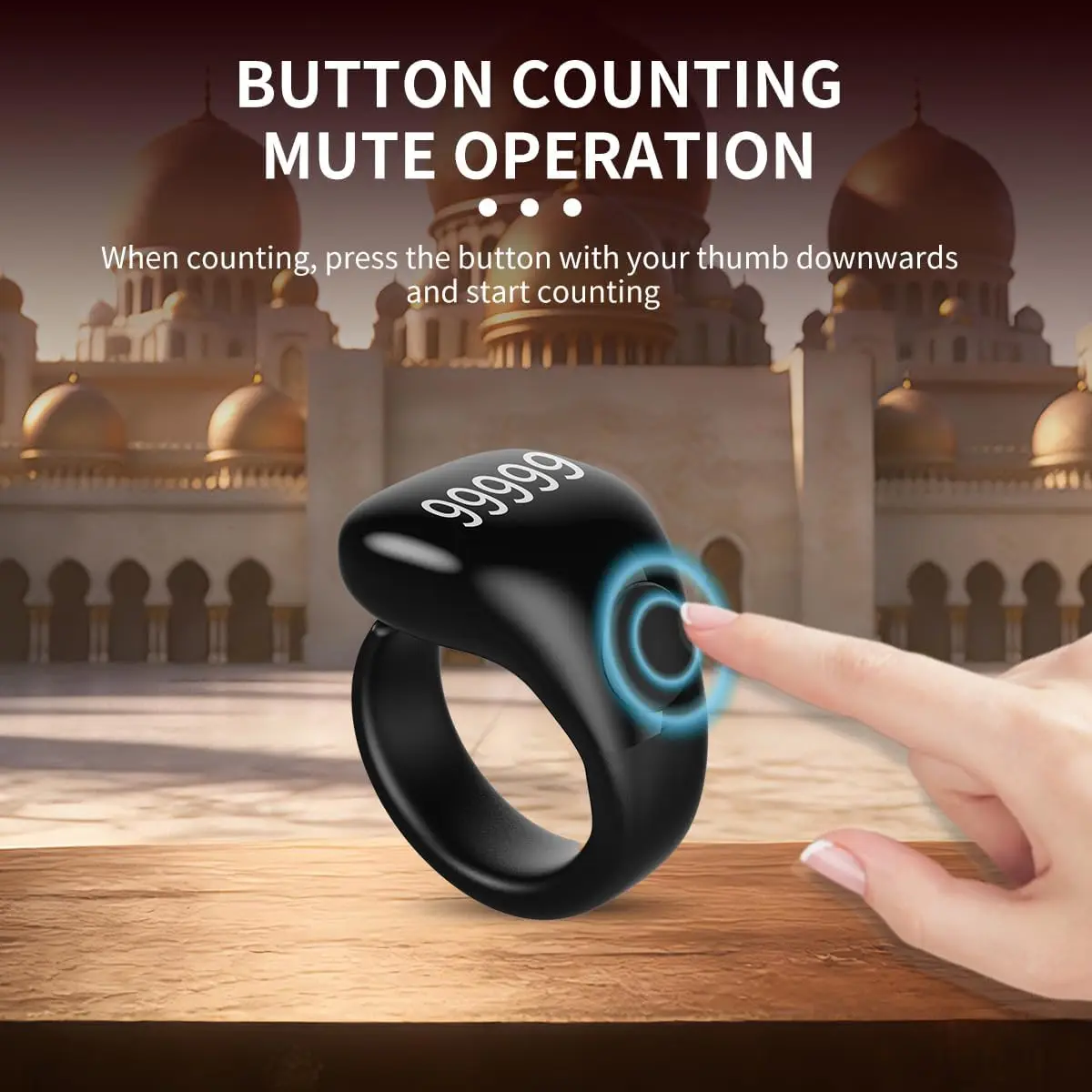Weslamic Tasbeeh Zikr Ring 3 Sizes Available Smart Islamic Tally Digital Counter for Muslim Prayer Reminder Magnetic Charging