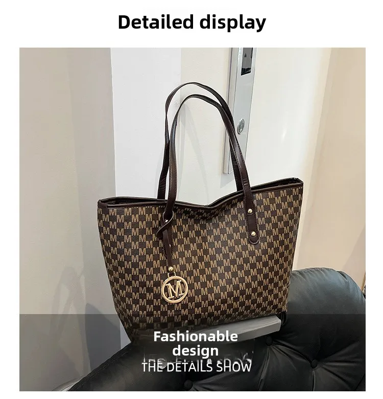 Große Kapazität Pendler-Tragetaschen Modische bedruckte Pu-Leder-Handtasche für Frauen College-Studenten Klasse Handtaschen Schultertasche – Detail 4