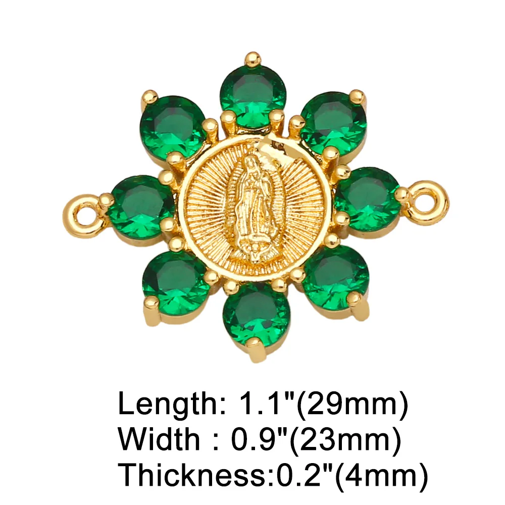 OCESRIO CZ Flower Virgin Mary Charms for Bracelete Making Copper Gold Plated Jewellery Crafts Wholesale niña virgenes chma173