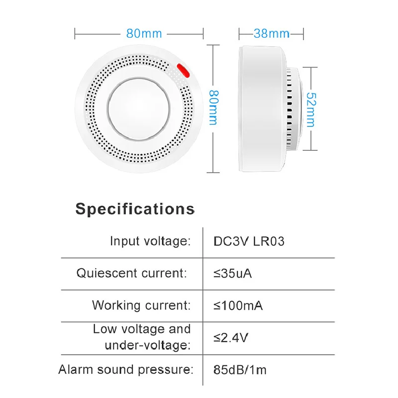 GARDLOOK – détecteur de fumée Zigbee, détecteur de fuite, détecteur de fumée, détection de fumée Tuya, installation intelligente dans une zone Non fumée ou une cuisine