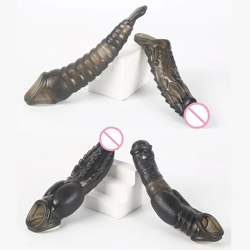 New Penis Sleeve Extender Sex Toys for Men Reusable Condom Male Penis Enlarger Sleeve Cock Rings Delay Ejaculation Sex Shop