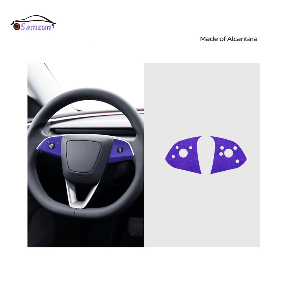 Alcantara Suede For Tesla Model 3 Highland 2024 Styling Steering Wheel Button Patch Sticker Pur Decor Protector Car Accessories