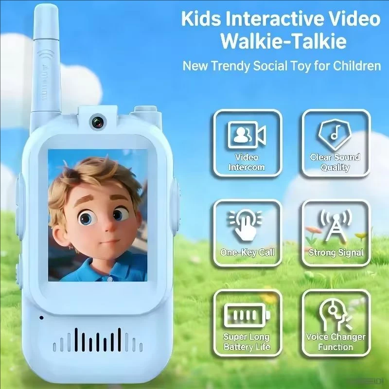 Walkie Talkies con Cámara para Niños, Paquete de 2, Recargables, Juguetes para Niños Pequeños, para Acampar en Interiores, Viajes, Regalos de Cumpleaños para Niños de 3 a 12 Años