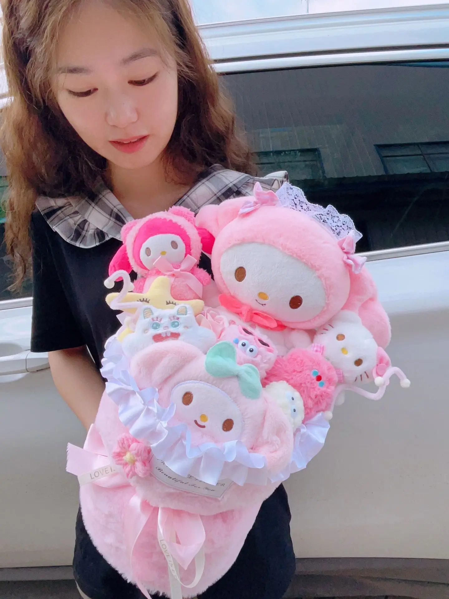 Sanrio Stuffed Plush Doll Bouquet Cute Gifts For Gift Kawaii Kuromi Cinnamoroll My Melody Plushies Large Bouquet Birthday Gift