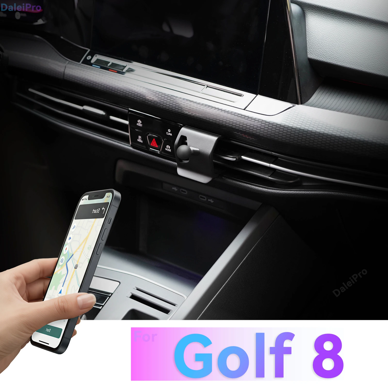 LHD RHD für Volkswagen Golf 8 MK8 2021-2024 2025 2026 Auto-Handyhalterung, Fahrzeugspezifische Austauschbare Armaturenbrett-Handyhalterung