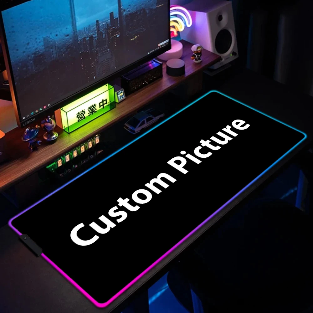 DIY ที่กําหนดเองส่วนบุคคล RGB Mouse Pad LED ความสว่างขนาดใหญ่แล็ปท็อปโต๊ะยางกันลื่นคีย์บอร์ดพรม Backlit