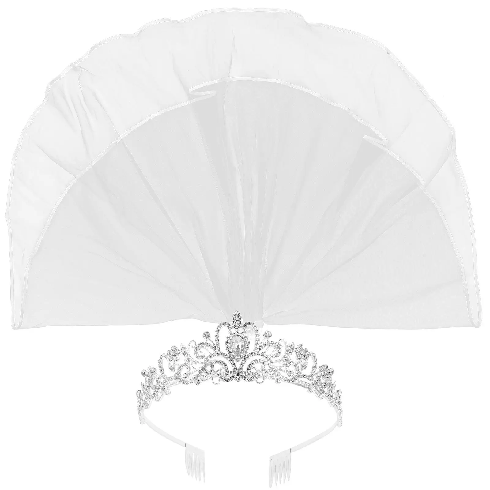 

1Set Wedding Tiara Rhinestone Crown Bridal Headband Elegant Hairpiece Shiny Crown Headdress for Bride Party Accessories