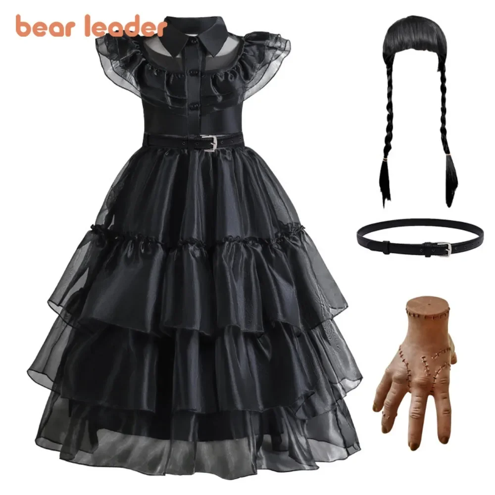 

Bear Leader Halloween Girls' Clothing 4-13Y Summer Fashion New Black Sleeveless Cake Dress Cosplay Ball Children's Dresses