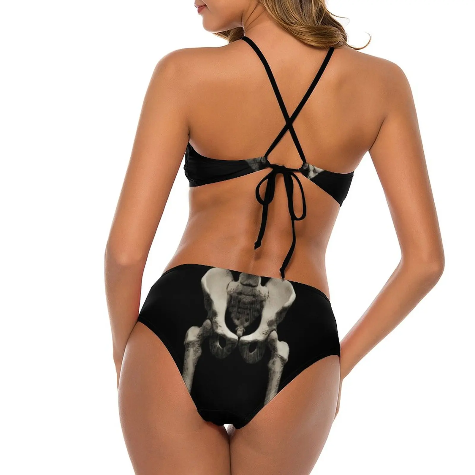 Halloween Bones Bikini costume da bagno scheletro arte cuore costumi da bagno Sexy Push Up Retro Bikini Set Sport Bikini femminili stampa Biquinis