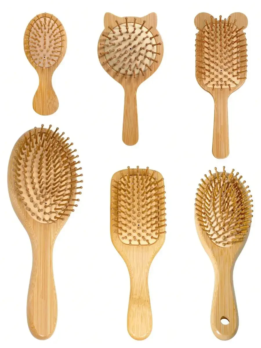 

Bamboo Hair Brush Natural Wooden Anti-Static Scalp Massage Comb Air Cushion Styling Tool Unisex