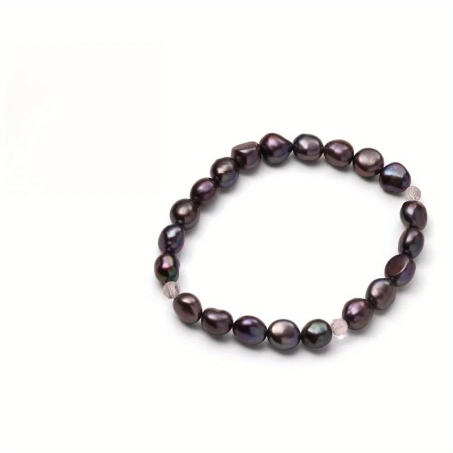 

MYSOYA Black Baroque Freshwater Pearl Bracelet 8-9mm with Gift Box, Wedding Jewelry, Anniversary Birthday Gift, Wedding Jewelry