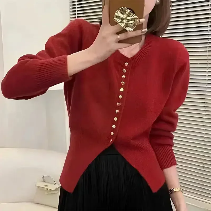 Sweater Women Outside The Knitted Cardigan Fall and Winter New Elegant Soft Sticky Slim Thin Temperament Gentle Bottoming Tops