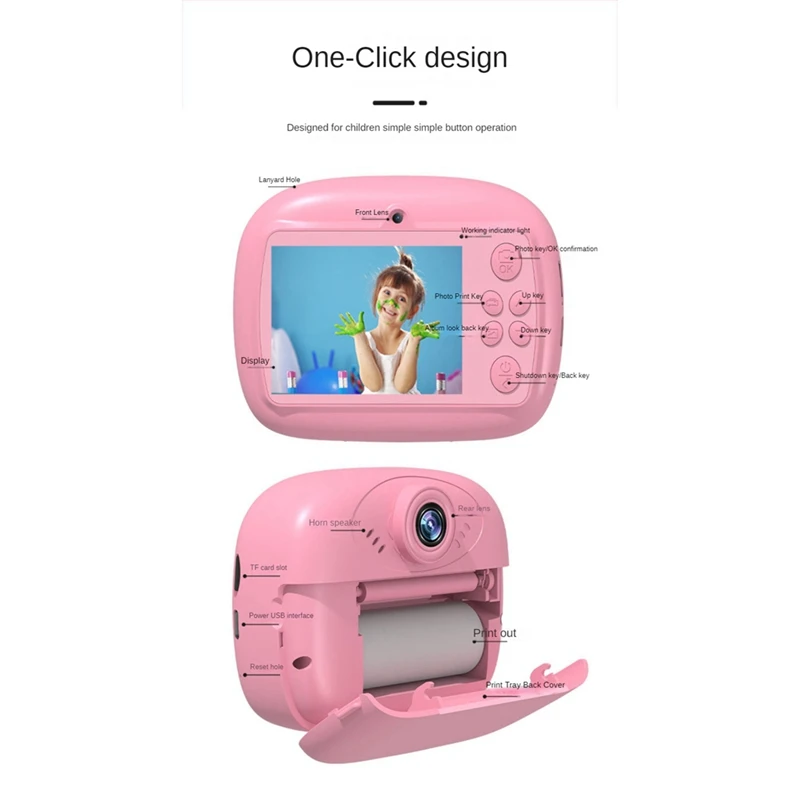 Best-Children's Camera Instant Print 48 Million High-Definition Dual Cameras Mini Video Camera Photo Thremal Printing